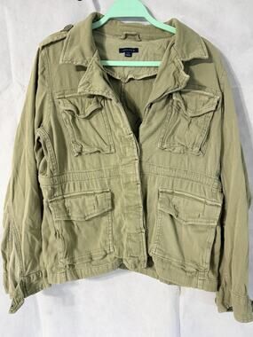 Tommy Hilfiger Olive Jacket sz L Women Cargo Military Style
